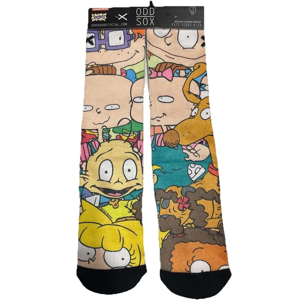 NEW‎ Odd Sox Unisex Crew Socks Rugrats 6-13 Orange Nickelodeon Cartoon Retro
